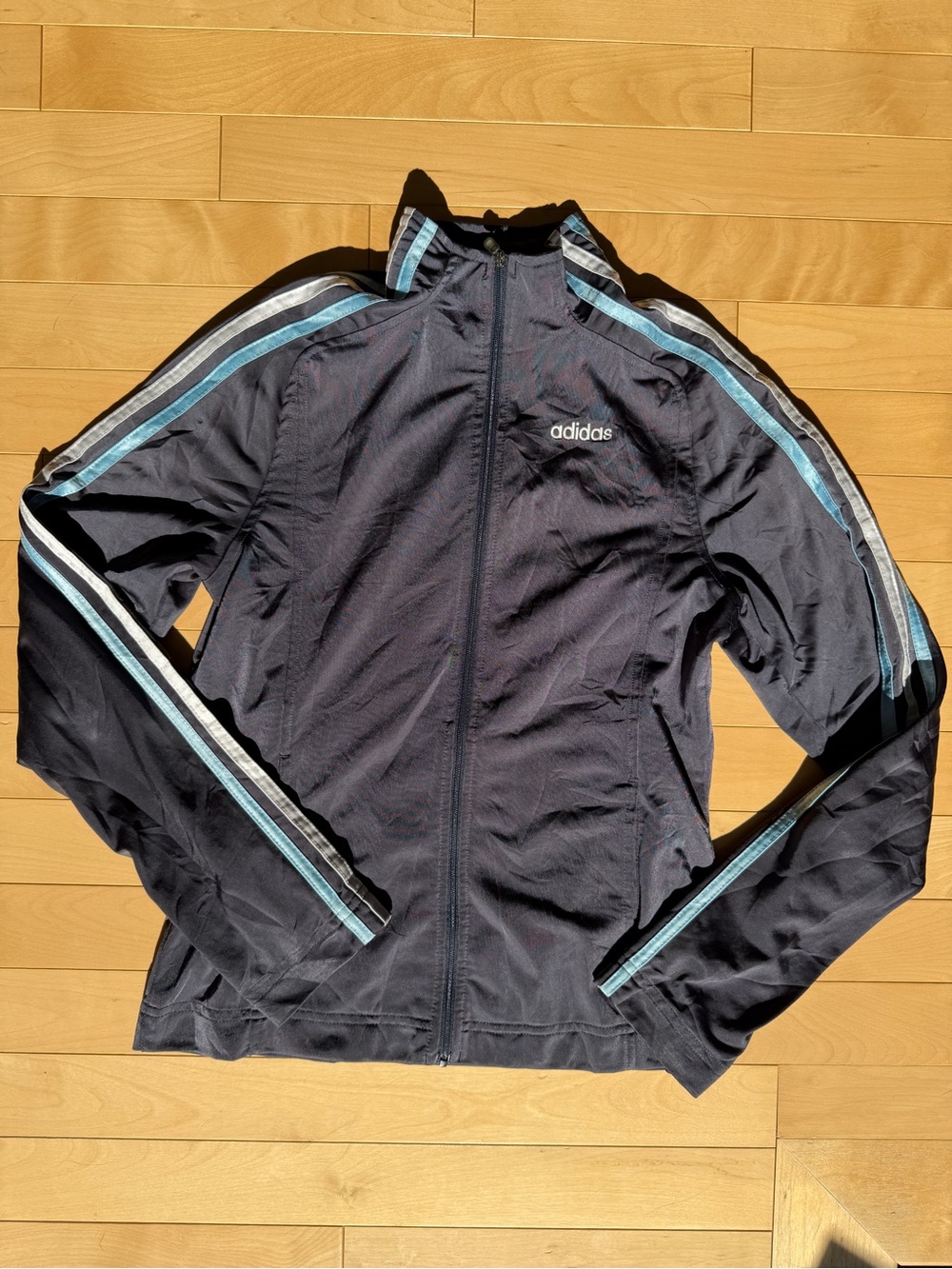Vintage Adidas 3-stripe track jacket size small navy blue